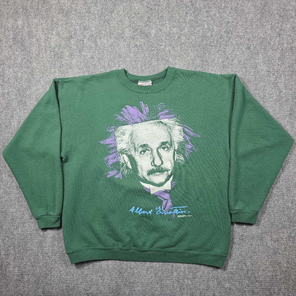 90s Albert Einstein E=mc2 Sweatshirt XL Green Vintage